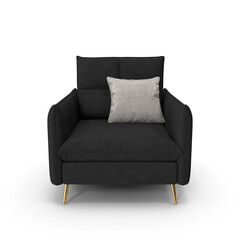 3D black sofa with pillows