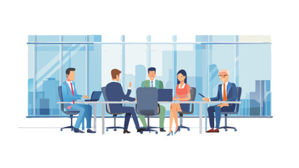 Business meeting conference teamwork collaboration discussion corporate professionals in office space setting