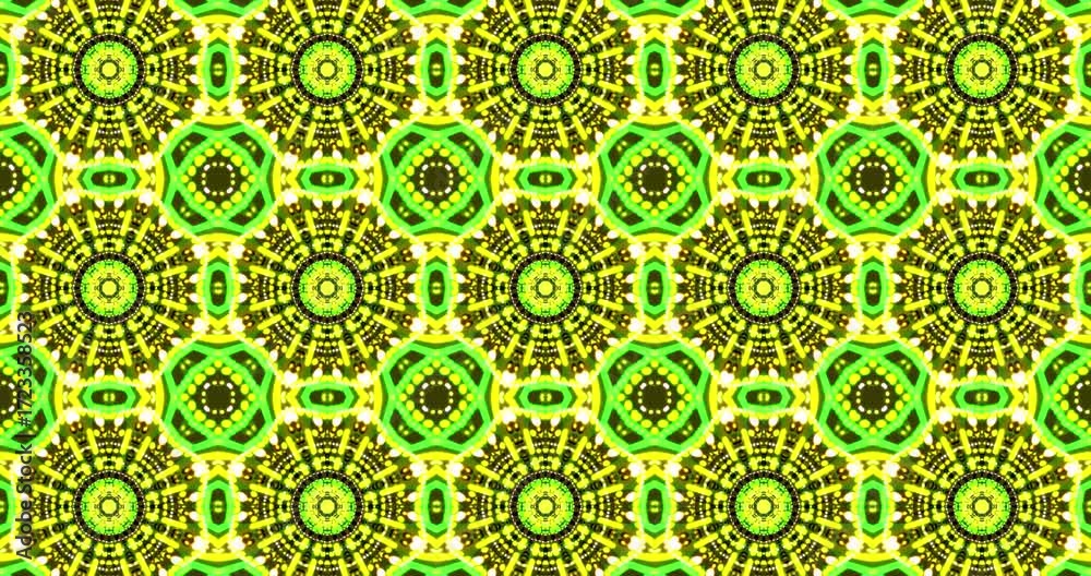 Wall mural this video loop features a seamless pattern of intricate designs in vibrant green hues, creating a d