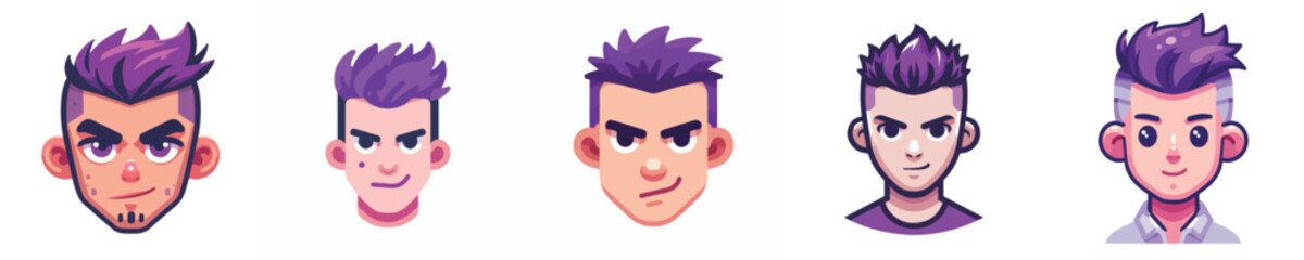 vector avatar of a person with colored purple mohawk hair