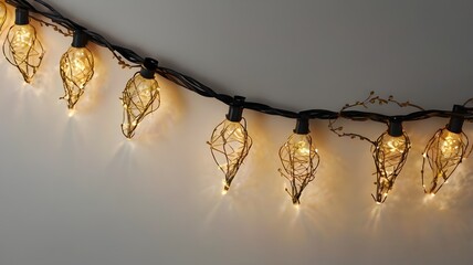 Glowing String Lights Circle, Minimal Background