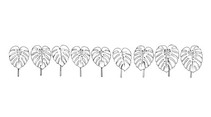 Row of stylized trees with intricate leaf patterns in a minimalist silhouette
