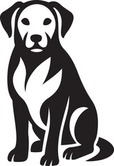 Sitting dog silhouette simple design, Canine black vector illustration
