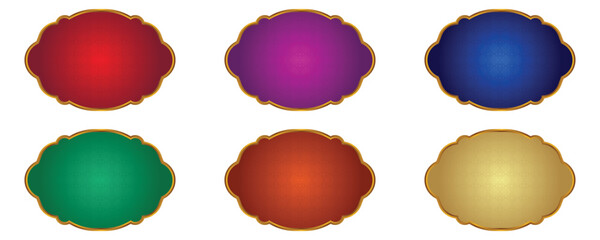 Set of Colored Luxury Islamic Frame for Names with Gold Border