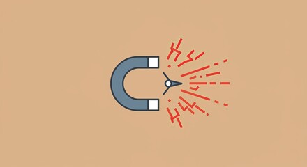Magnetic attraction concept with a force field drawing attention to a central point
