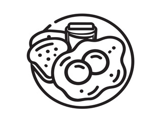 Breakfast Icon Illustration in Sleek Modern Vector Line Drawing