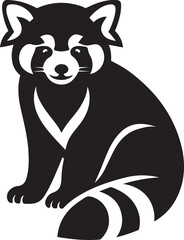 Stylized sitting red panda with striped tail, Cute red panda animal illustration