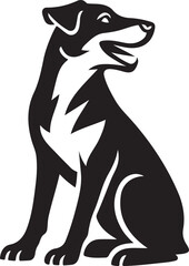 Sitting dog silhouette with open mouth, Playful dog black vector design