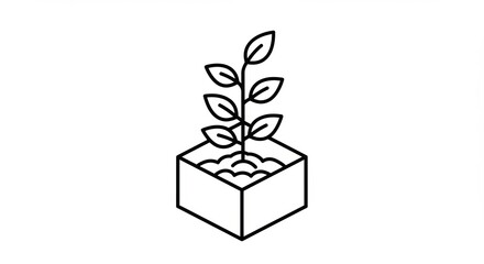 Young plant growing in a modern geometric planter, symbolizing growth and new beginnings.