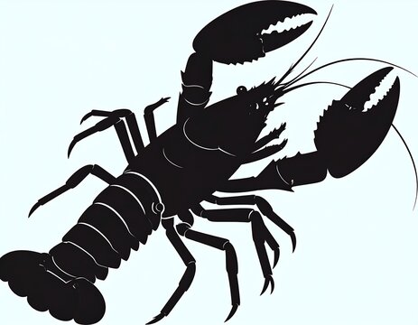 black lobster silhouette on white background clip art preview