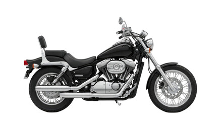 Fototapeta premium Black Cruiser Motorcycle transparent bg, cutout PNG