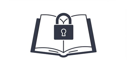 Secure knowledge concept open book with padlock icon symbolizing privacy and data protection