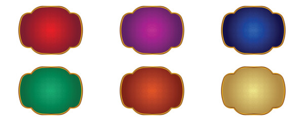 Set of Colored Luxury Islamic Frame for Names with Gold Border