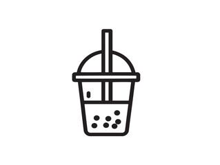 Bubble Tea Drink Icon Illustration in Elegant Line Artwork