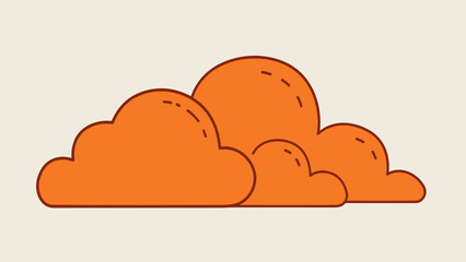 Stylized Orange Clouds Illustration. Minimalist graphic design element depicting a group of cartoonish clouds for weather or sky concepts.