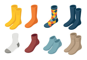 Colorful variety of socks in different patterns and styles