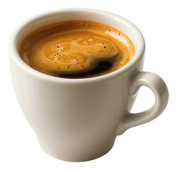 Dark espresso shot in a demitasse cup with a thick crema layer on top.