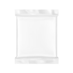 Blank realistic sachet bag mockup. Front view. Vector illustration isolated on white background. Perfect to create your final pack shot. EPS10.