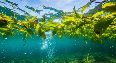 Underwater Greenery with Bubbles