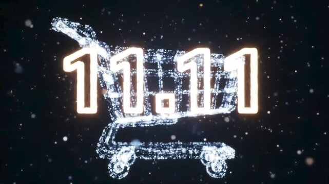 1111 shopping cart day sparkles with magic. Perfect for promotions, advertisements, and festive banners. Marketing, ecommerce, retail.