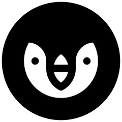 Penguin. Outlined stroke vector icon with black-filled details.