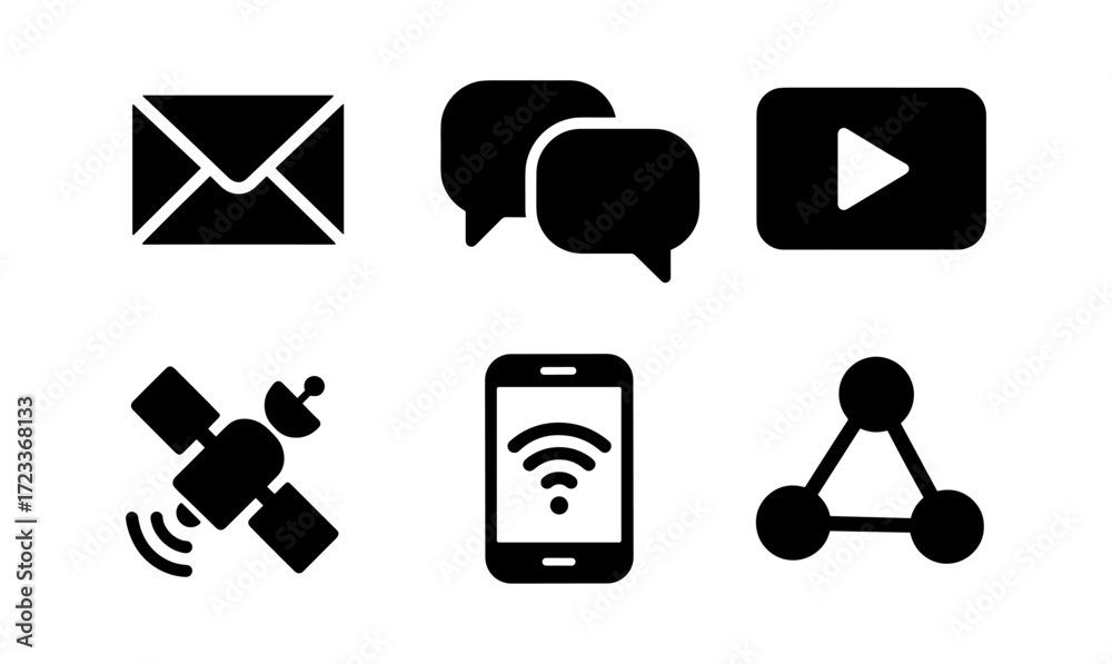 Wall mural modern communication icons set for digital interfaces and application design
