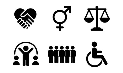 Diversity and inclusion icons for social equality design – symbol illustrations for posters and cards