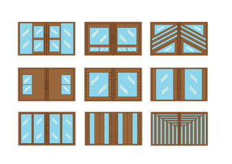 wooden window with glass design on white background illustration vector
