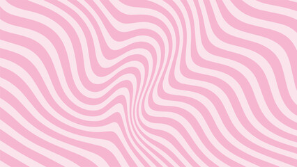 Retro abstract wavy lines background in pastel pink, geometric optical illusion striped pattern