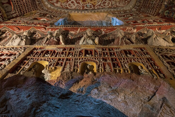 Fototapeta premium interior of Chinese grottoes buddhist cultural relic
