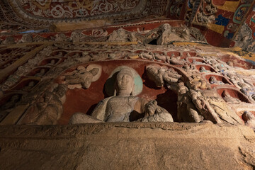 statue of buddha in Yungang Grottoes, Datong China