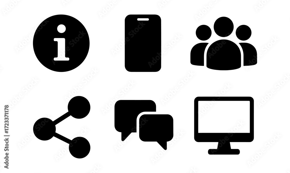 Wall mural simple technology icons for communication and networking in modern digital design