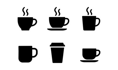 Collection of simple beverage icons for design projects and branding