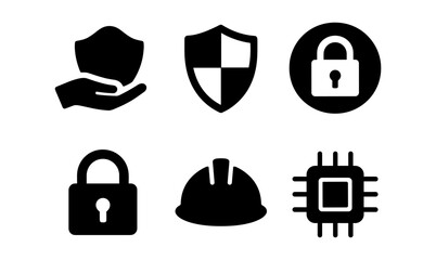 Cyber security icons for digital protection and technology design