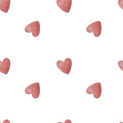 Seamless watercolor pattern with cute pastel pink hearts for baby nursery design kids textile fabric wrapping paper and decor
