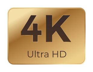 Golden 4k ultra hd icon for high-resolution video quality.