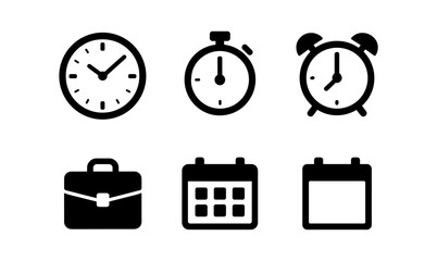 Time management icons set for organization and planning design