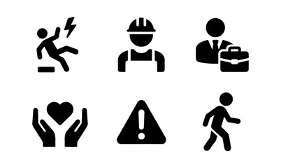 Essential safety icons set for workplace and hazard awareness design