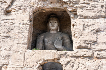 statue of buddha in Yungang Grottoes, Datong China