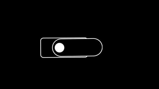 Animated pen drive  line icon. USB flash drive motion graphic. Data storage, backup, transfer device. Minimal outline animation on black background.