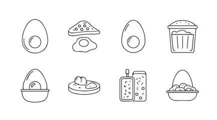 Collection of hand drawn breakfast food icons silhouette