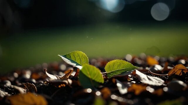 A detailed view of a solitary leaf lying on the earth, perfect for use in nature-inspired designs or as a symbol of simplicity and humility