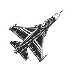 Vintage fighter jet illustration in black and white