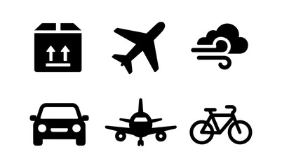 Comprehensive transportation icons set for travel and delivery design projects