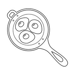 Outline Fried Eggs with yolk in Frying Pan with Handles Food Related Content Minimalist Design Icon
