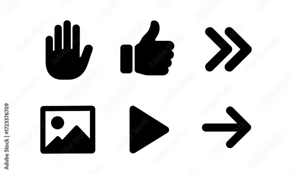 Wall mural minimalist vector symbol set for digital interface design and online applications