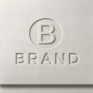 Minimalist logo mockup with embossed B brand on textured paper