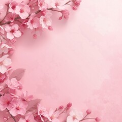 Fototapeta premium Matte Finish Graphic Design Background with Blooming Cherry Blossom Pink for Spring Holiday Presentations