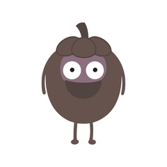 Cute cartoon brown fruit character with big eyes and smiling face
