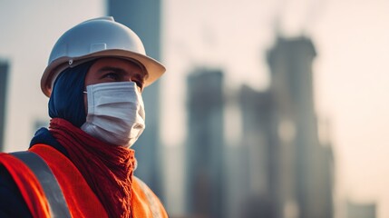 Obraz premium upper. Construction professional in safety gear, representing modern development and industry. safety posters, maintenance manuals, designed for precision metalworking and fabrication facilities.